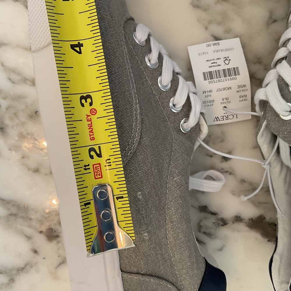 NWT JCrew Shoes Mens Size 9 Casual Comfort Low Grey Canvas Lace up Sneakers - Picture 10 of 11